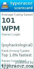 Scorecard for user psyhackological