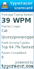 Scorecard for user pussygoespoggers69