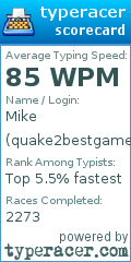 Scorecard for user quake2bestgame