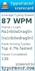 Scorecard for user ra1nb0wdrag0n