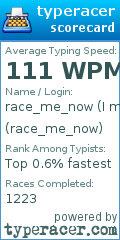 Scorecard for user race_me_now