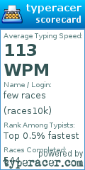 Scorecard for user races10k