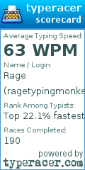 Scorecard for user ragetypingmonkey