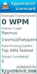 Scorecard for user rasmusthetypemaster