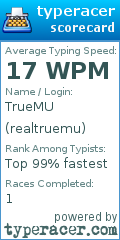 Scorecard for user realtruemu