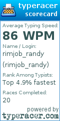 Scorecard for user rimjob_randy