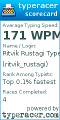 Scorecard for user ritvik_rustagi