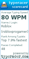 Scorecard for user robloxprogamer