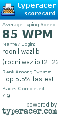 Scorecard for user roonilwazlib1212211