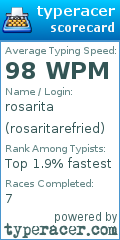 Scorecard for user rosaritarefried