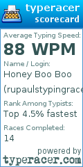 Scorecard for user rupaulstypingrace