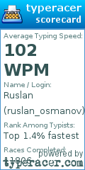 Scorecard for user ruslan_osmanov