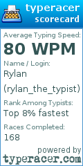 Scorecard for user rylan_the_typist