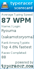 Scorecard for user sakamotoryoma