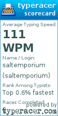 Scorecard for user saltemporium