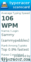 Scorecard for user sammypebbles