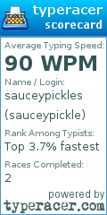 Scorecard for user sauceypickle
