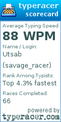 Scorecard for user savage_racer