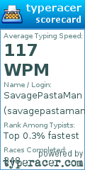 Scorecard for user savagepastaman
