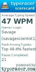 Scorecard for user savagescientist1