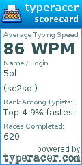 Scorecard for user sc2sol