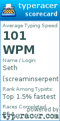 Scorecard for user screaminserpent