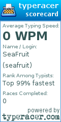 Scorecard for user seafruit