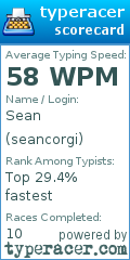 Scorecard for user seancorgi