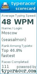 Scorecard for user seasalmon