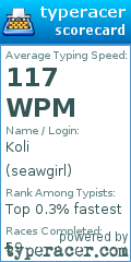 Scorecard for user seawgirl