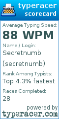 Scorecard for user secretnumb