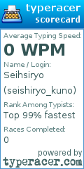 Scorecard for user seishiryo_kuno