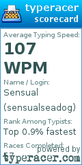 Scorecard for user sensualseadog