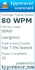 Scorecard for user sergimn