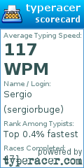 Scorecard for user sergiorbuge