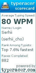 Scorecard for user serhii_cho