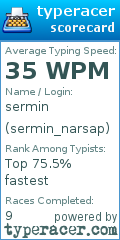 Scorecard for user sermin_narsap