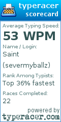 Scorecard for user severmyballz
