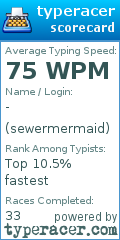 Scorecard for user sewermermaid