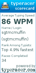 Scorecard for user sgtmcmuffin