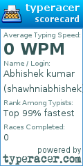 Scorecard for user shawhniabhishek