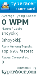 Scorecard for user shoyokkj