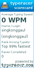 Scorecard for user singkonggaul