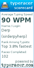 Scorecard for user sirderpyherp