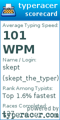 Scorecard for user skept_the_typer