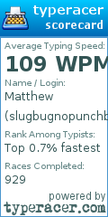 Scorecard for user slugbugnopunchbacks