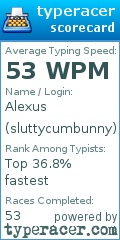 Scorecard for user sluttycumbunny