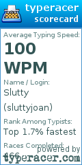 Scorecard for user sluttyjoan