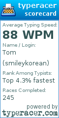 Scorecard for user smileykorean