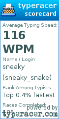 Scorecard for user sneaky_snake